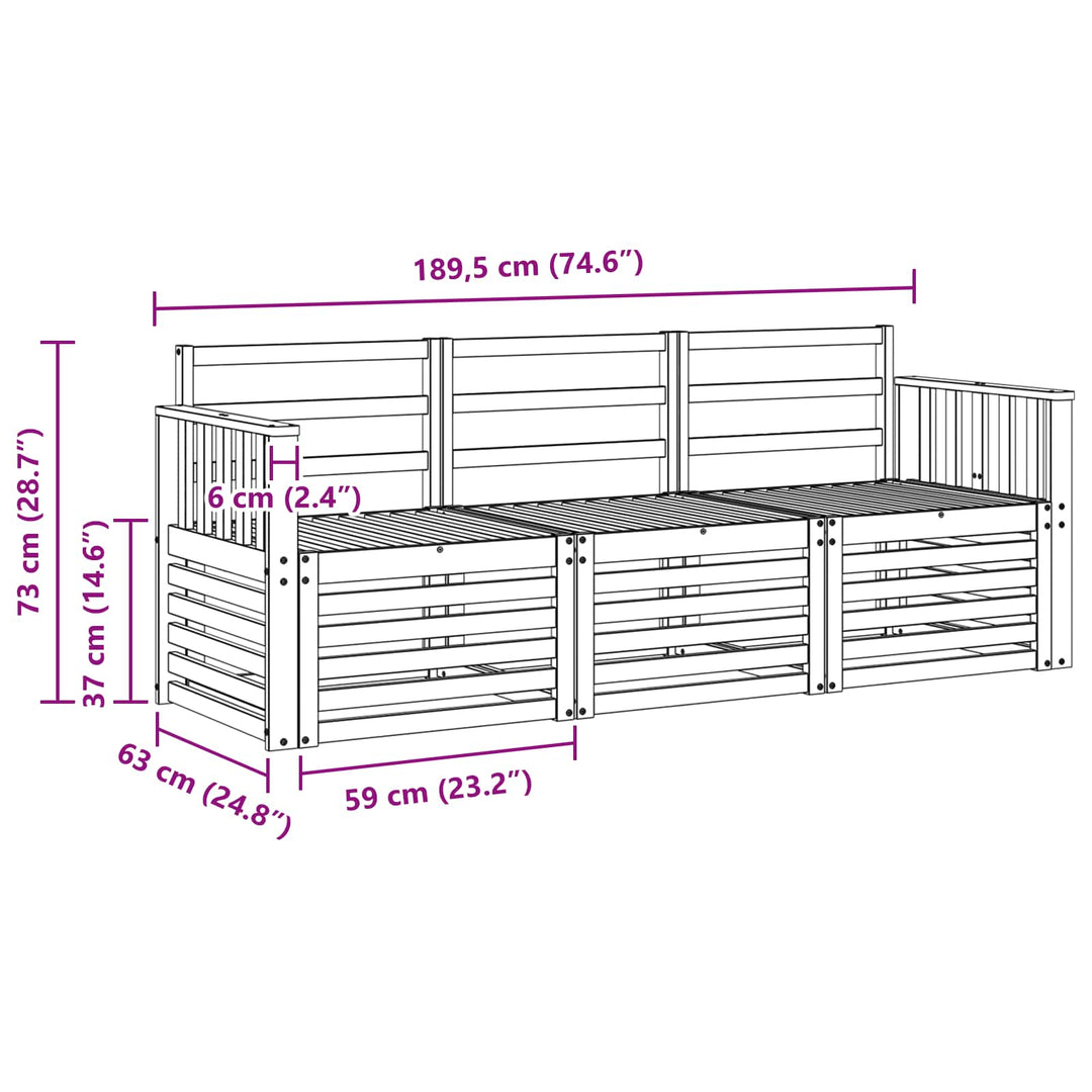 Sofasæt 3 pcs Naturfarvet Massivt Akacietræ