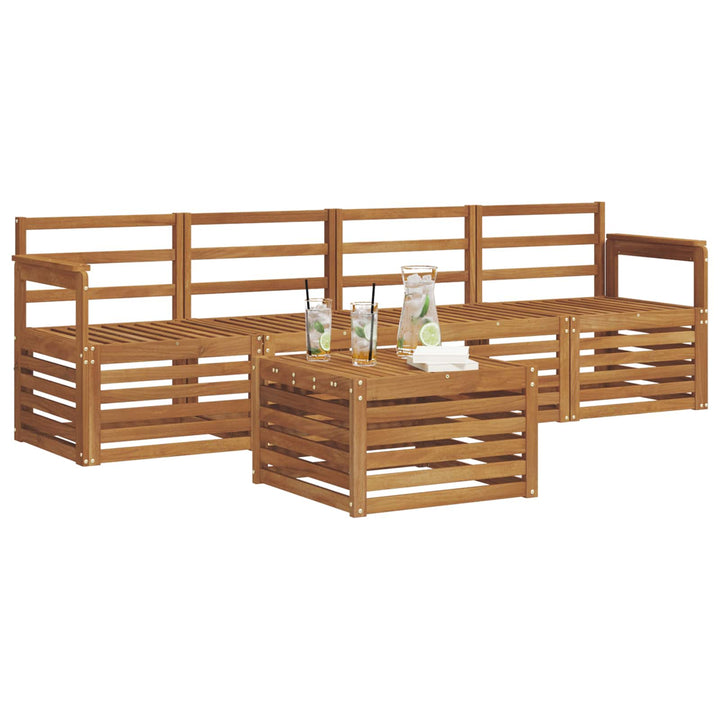 Sofasæt 5 pcs Naturfarvet Massivt Akacietræ