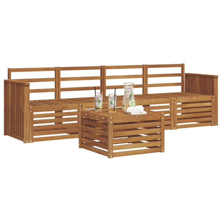 Sofasæt 5 pcs Naturfarvet Massivt Akacietræ