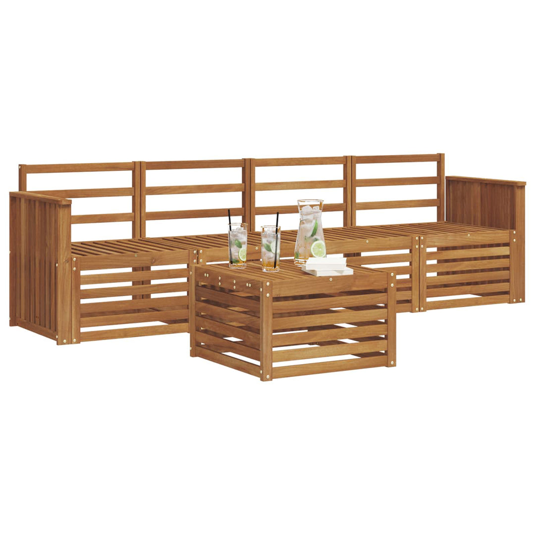 Sofasæt 5 pcs Naturfarvet Massivt Akacietræ