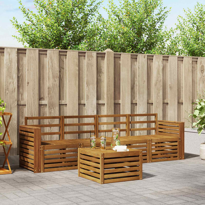 Sofasæt 5 pcs Naturfarvet Massivt Akacietræ