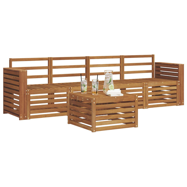 Sofasæt 5 pcs Naturfarvet Massivt Akacietræ