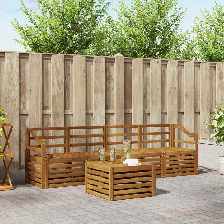 Sofasæt 5 pcs Naturfarvet Massivt Akacietræ