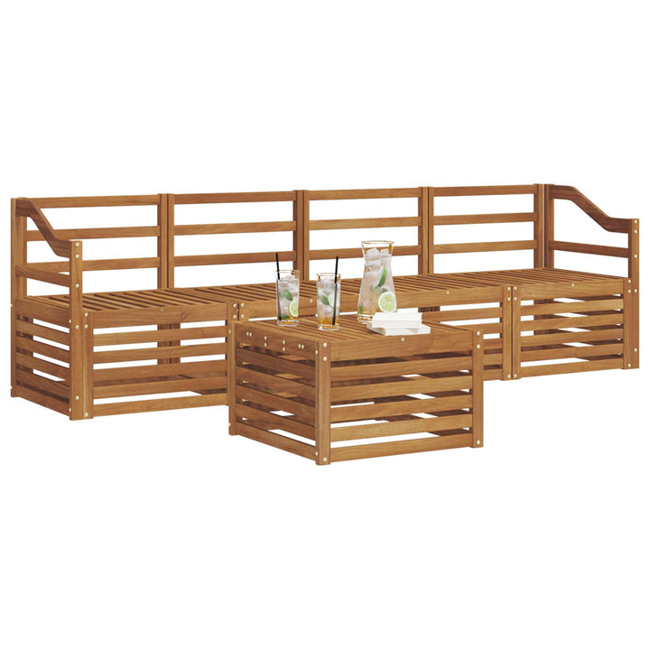 Sofasæt 5 pcs Naturfarvet Massivt Akacietræ