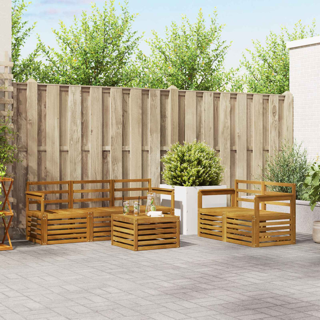 Sofasæt 6 pcs Naturfarvet Massivt Akacietræ