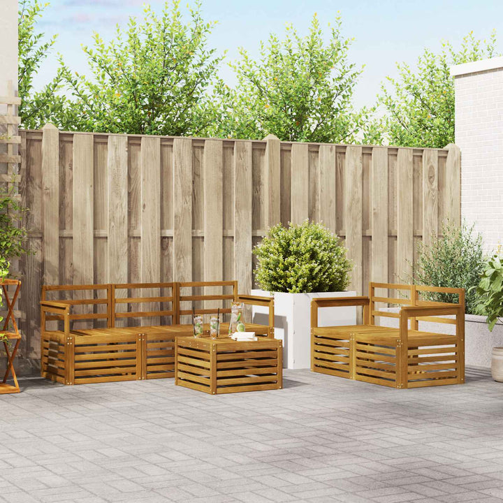 Sofasæt 6 pcs Naturfarvet Massivt Akacietræ