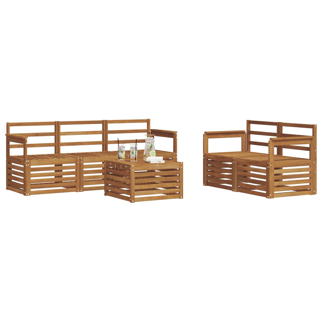 Sofasæt 6 pcs Naturfarvet Massivt Akacietræ