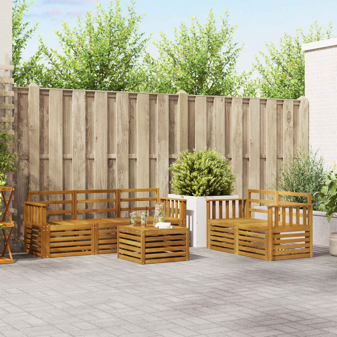 Sofasæt 6 pcs Naturfarvet Massivt Akacietræ