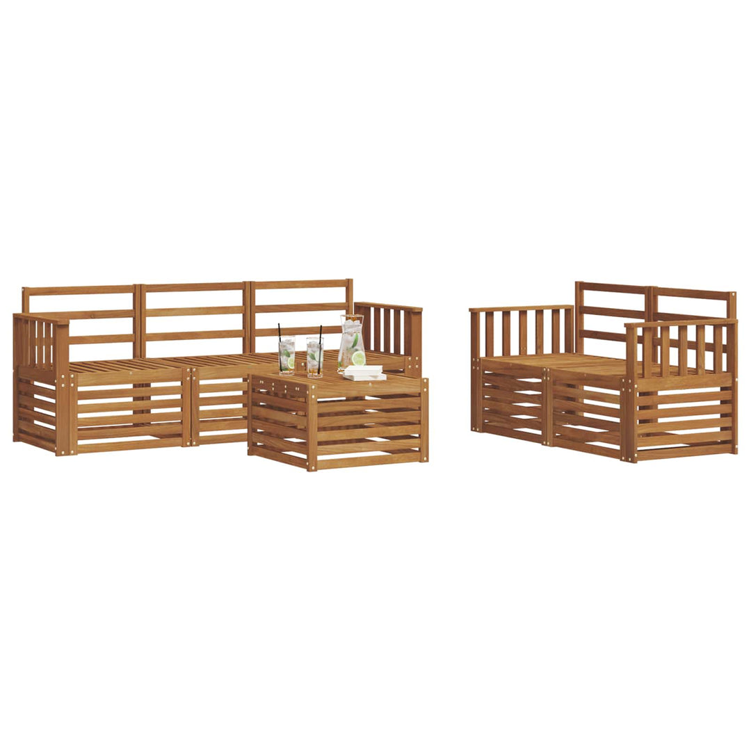Sofasæt 6 pcs Naturfarvet Massivt Akacietræ