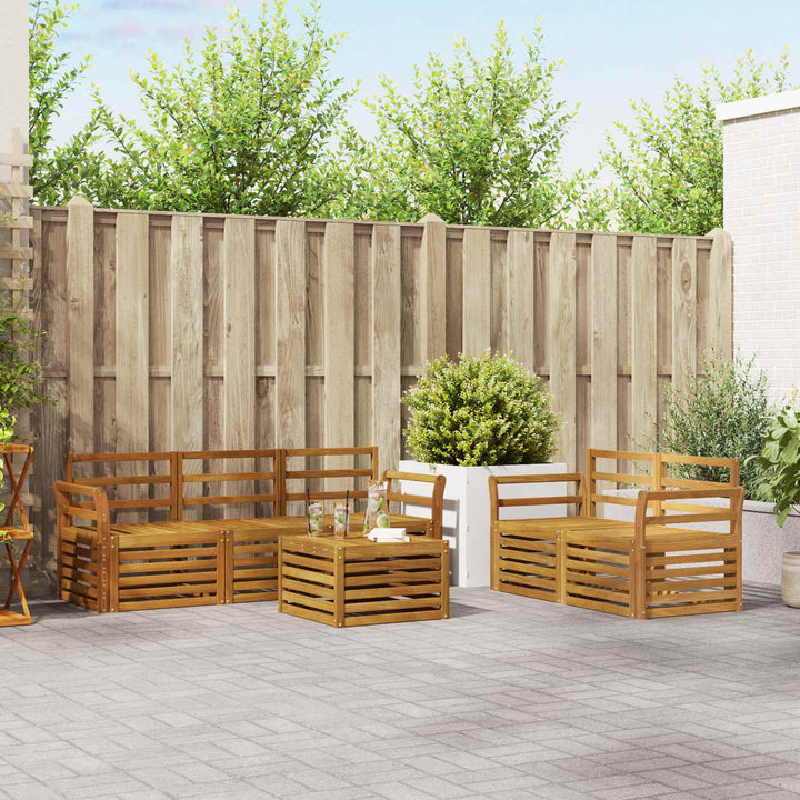 Sofasæt 6 pcs Naturfarvet Massivt Akacietræ