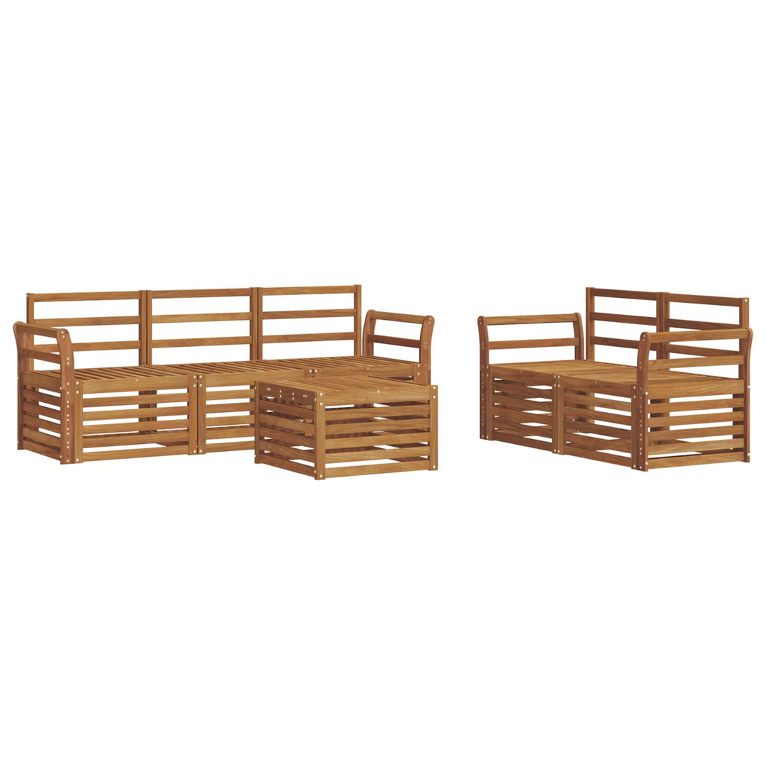 Sofasæt 6 pcs Naturfarvet Massivt Akacietræ