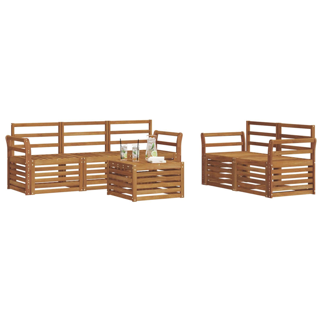 Sofasæt 6 pcs Naturfarvet Massivt Akacietræ
