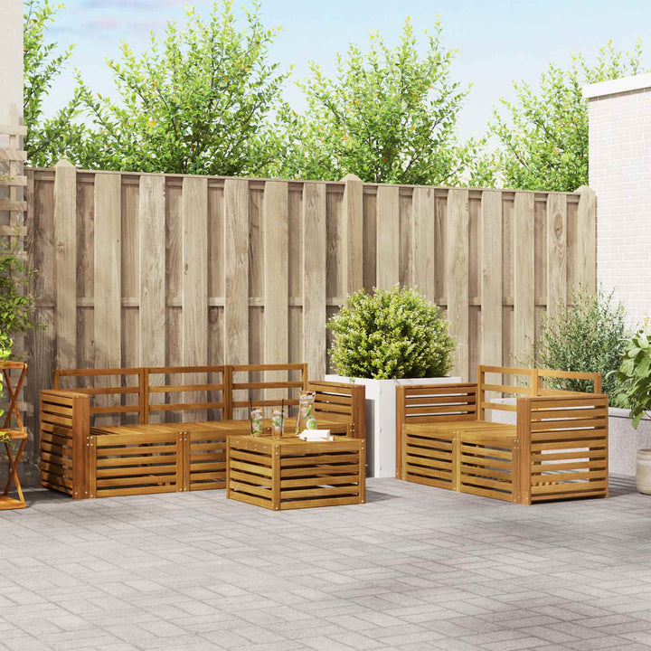 Sofasæt 6 pcs Naturfarvet Massivt Akacietræ
