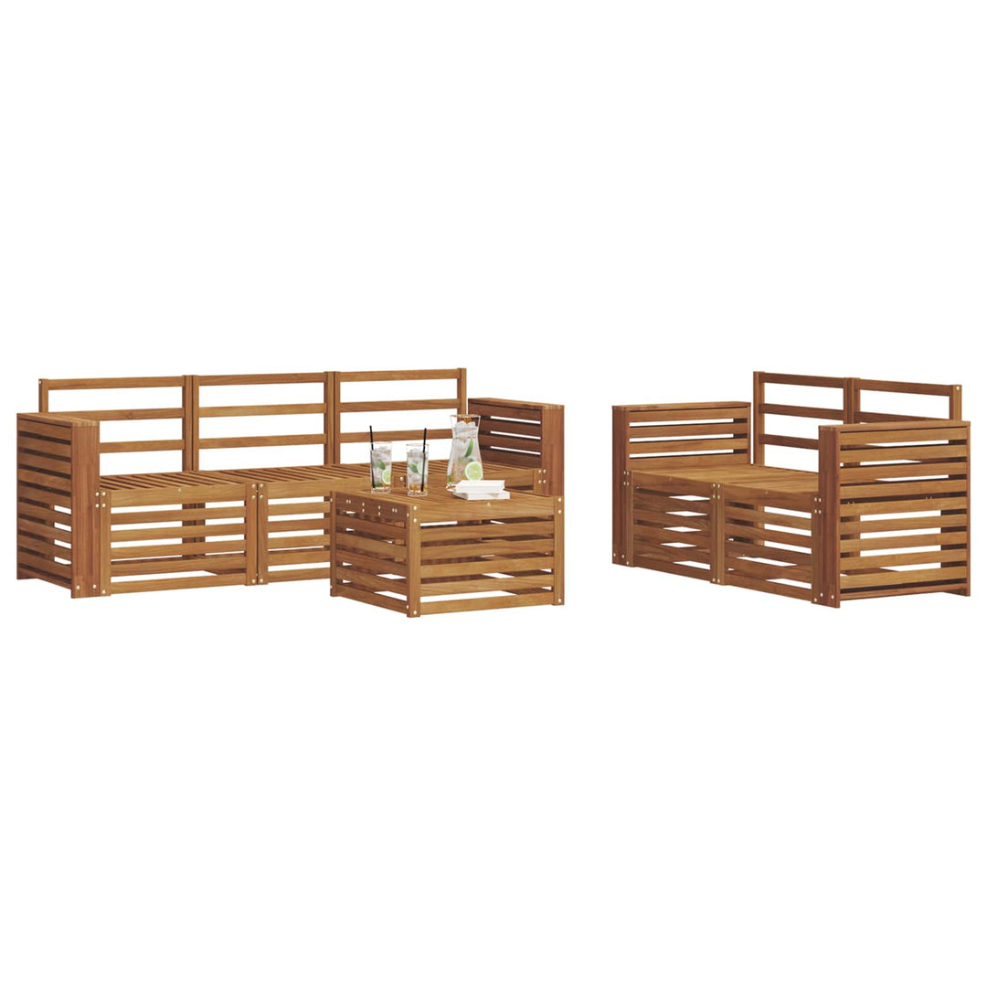 Sofasæt 6 pcs Naturfarvet Massivt Akacietræ