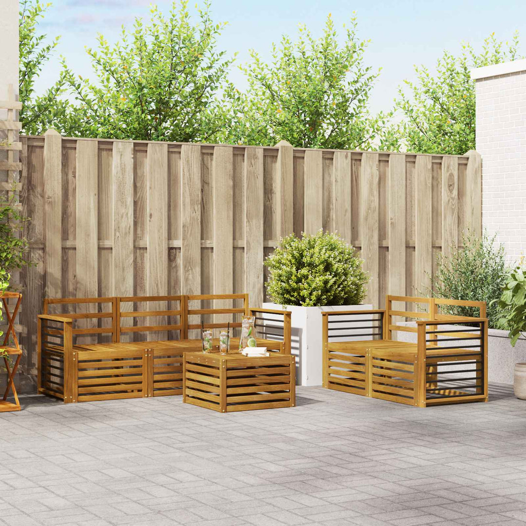 Sofasæt 6 pcs Naturfarvet Massivt Akacietræ