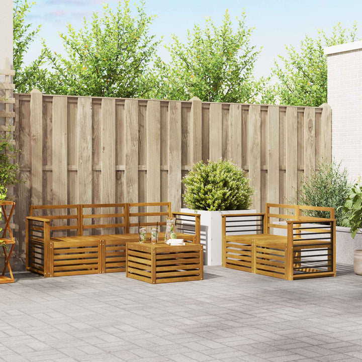 Sofasæt 6 pcs Naturfarvet Massivt Akacietræ