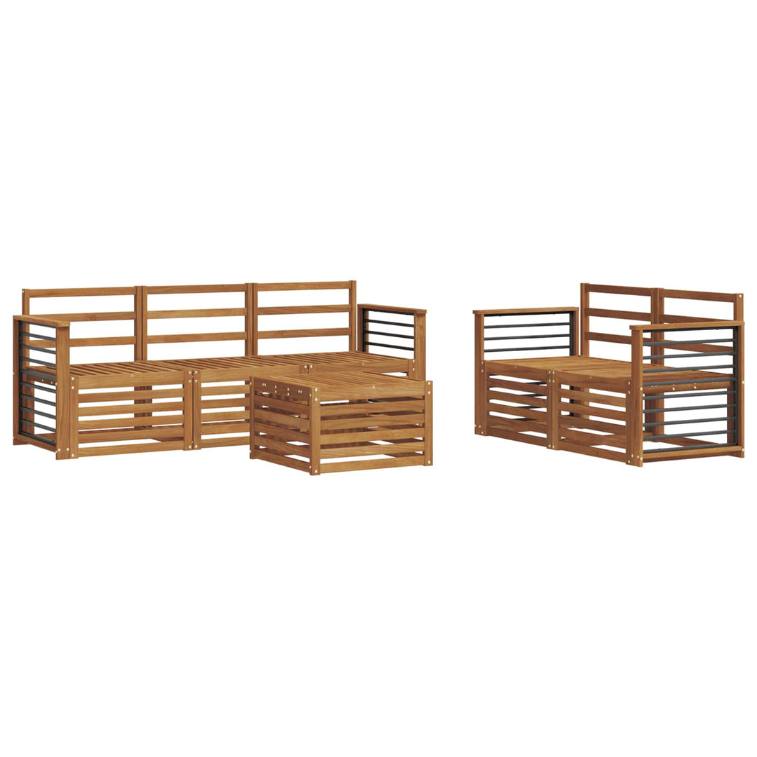 Sofasæt 6 pcs Naturfarvet Massivt Akacietræ