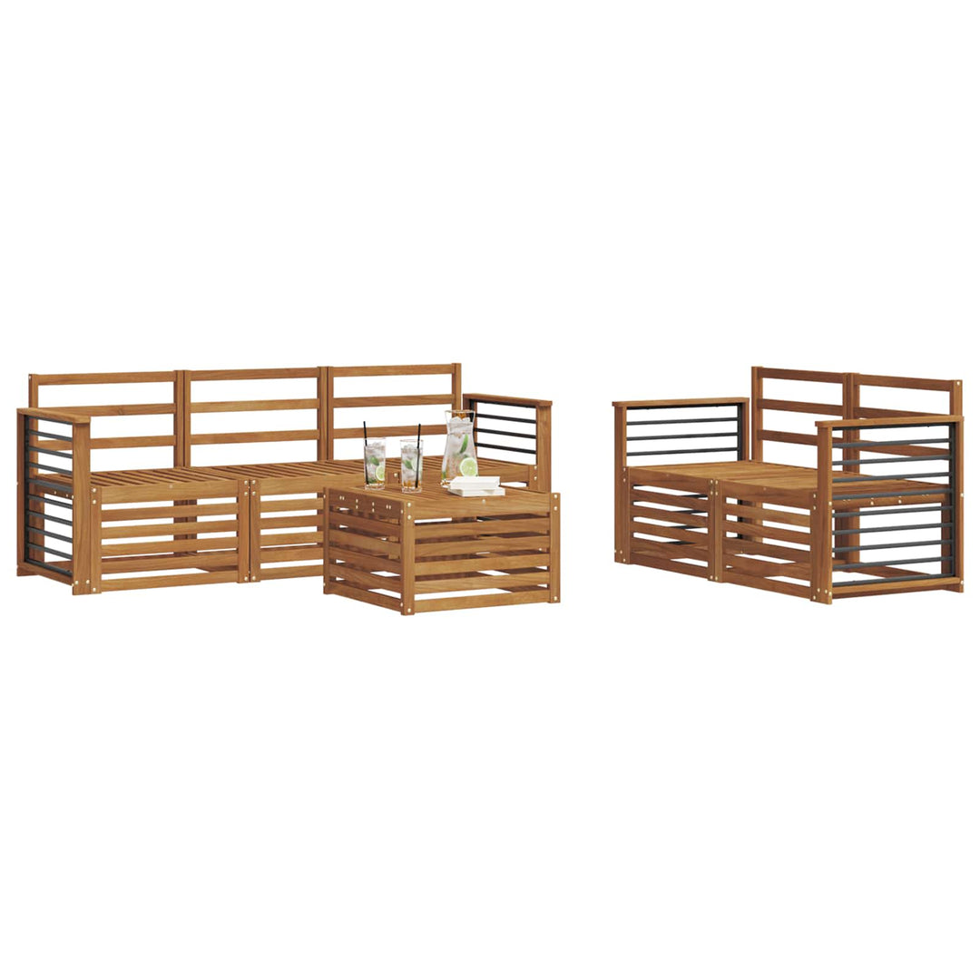 Sofasæt 6 pcs Naturfarvet Massivt Akacietræ