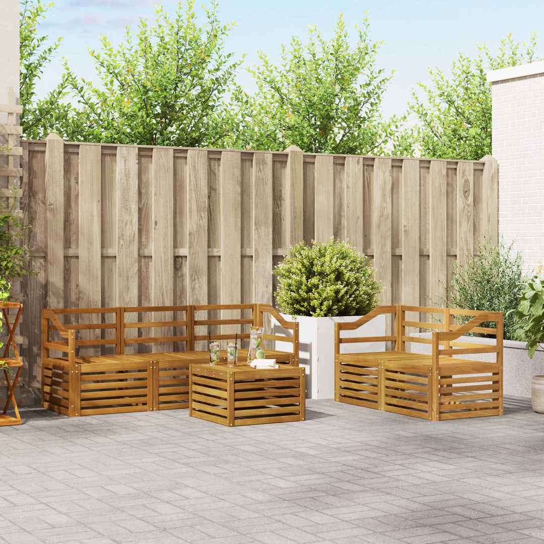 Sofasæt 6 pcs Naturfarvet Massivt Akacietræ
