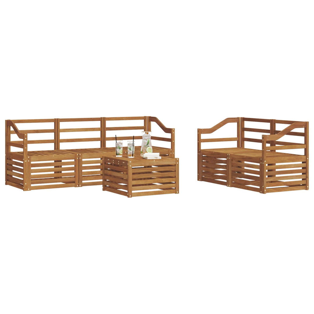 Sofasæt 6 pcs Naturfarvet Massivt Akacietræ