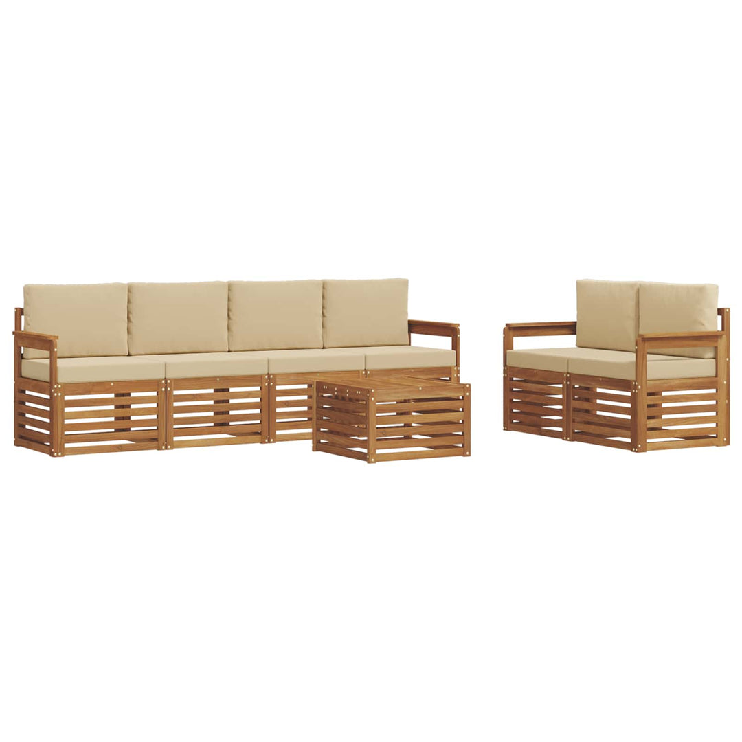 Udendørs sofagruppe 7 pcs Naturlig og Beige Massivt Akacietræ