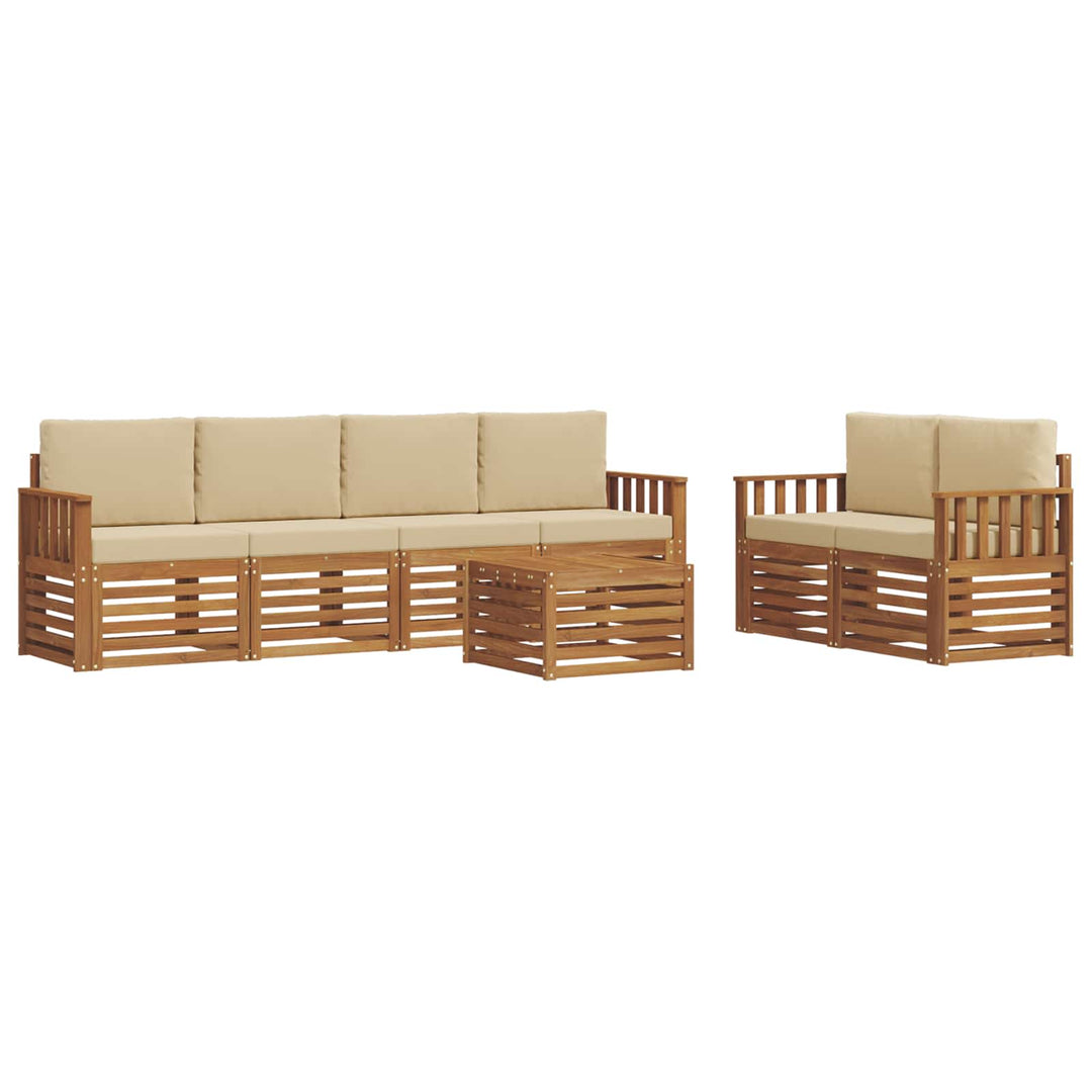 Udendørs sofagruppe 7 pcs Naturlig og Beige Massivt Akacietræ