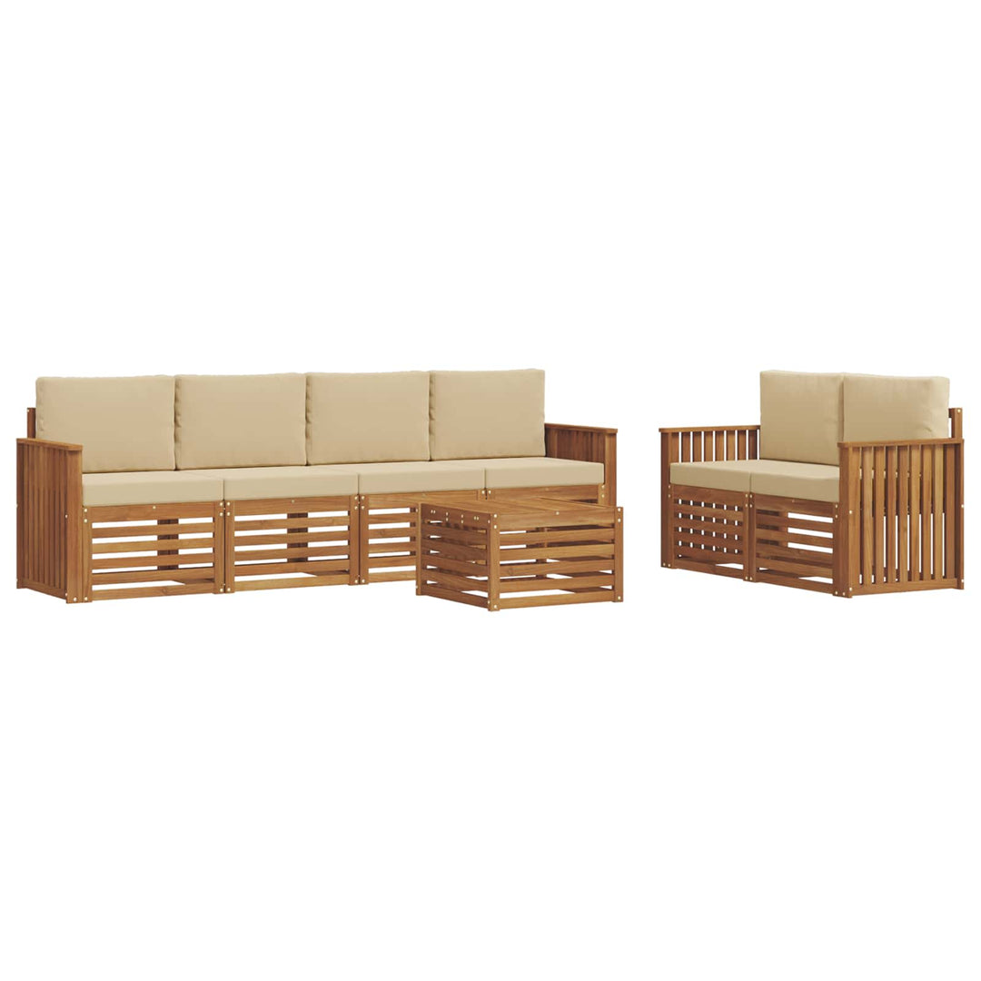 Udendørs sofagruppe 7 pcs Naturlig og Beige Massivt Akacietræ