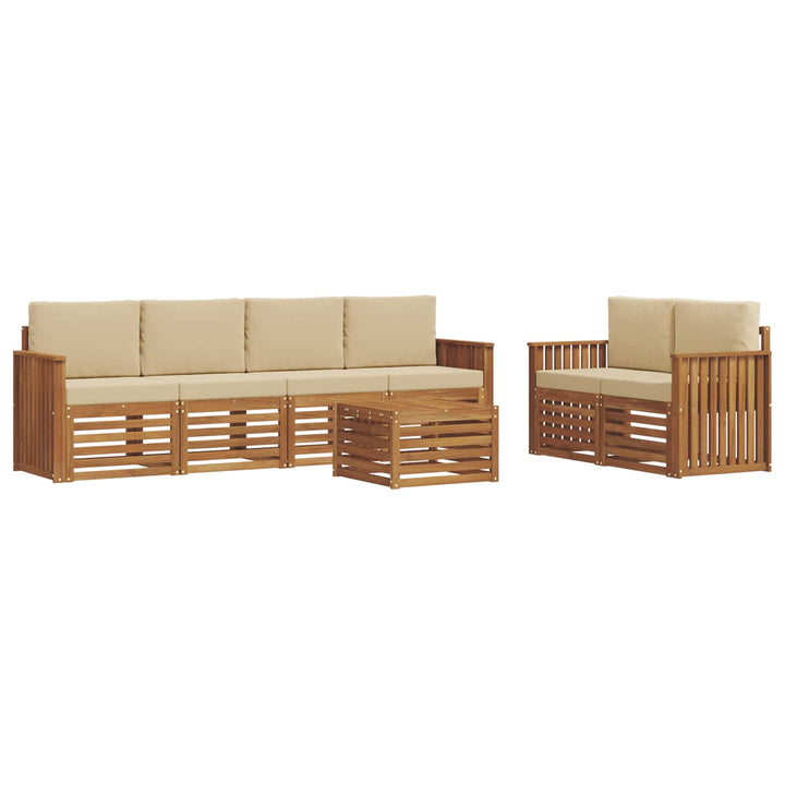 Udendørs sofagruppe 7 pcs Naturlig og Beige Massivt Akacietræ