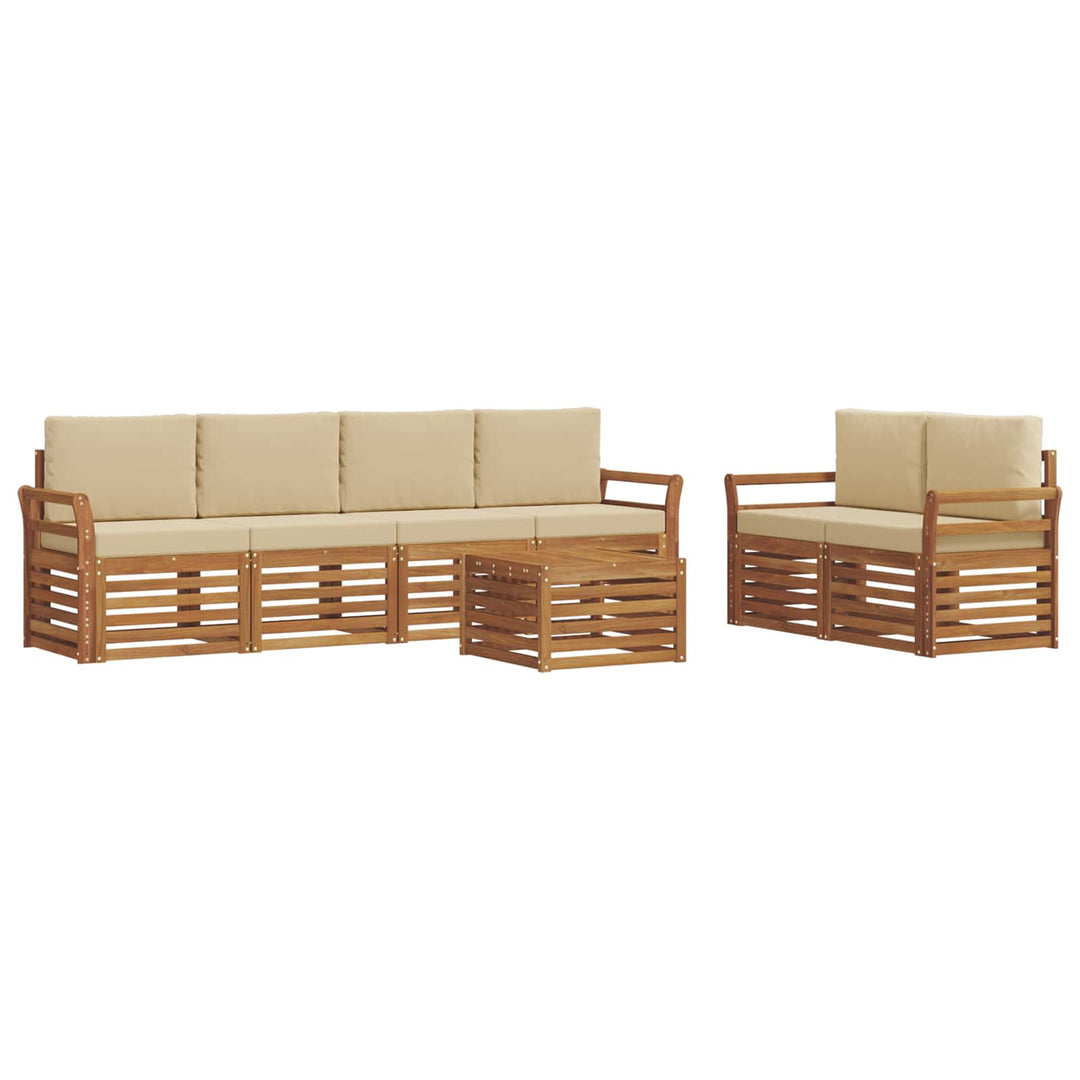 Udendørs sofagruppe 7 pcs Naturlig og Beige Massivt Akacietræ