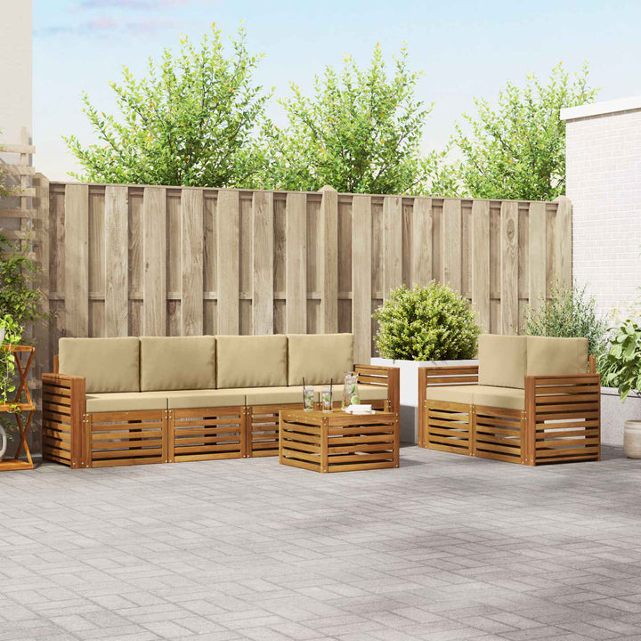 Udendørs sofagruppe 7 stk. Naturlig og Beige Massivt Akacietræ