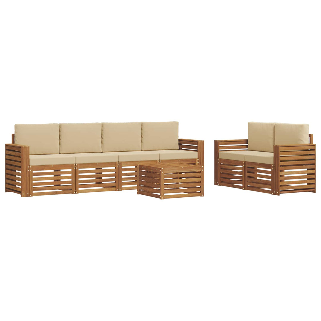 Udendørs sofagruppe 7 pcs Naturlig og Beige Massivt Akacietræ