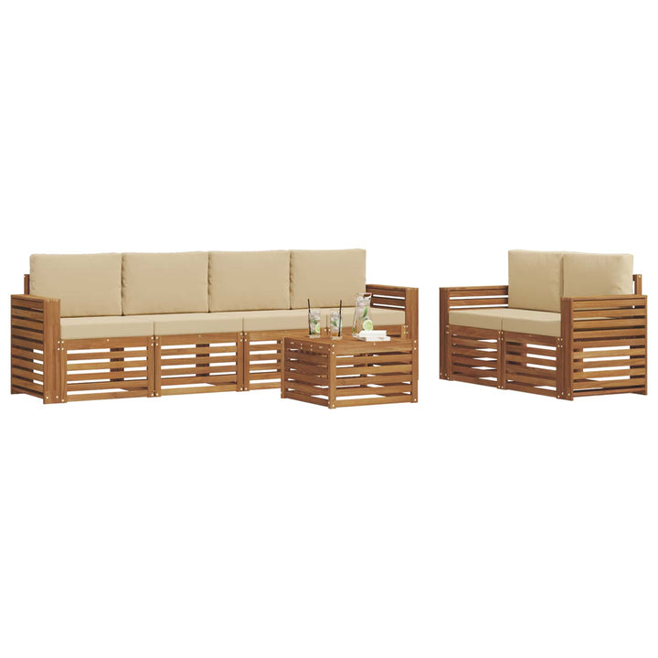 Udendørs sofagruppe 7 pcs Naturlig og Beige Massivt Akacietræ