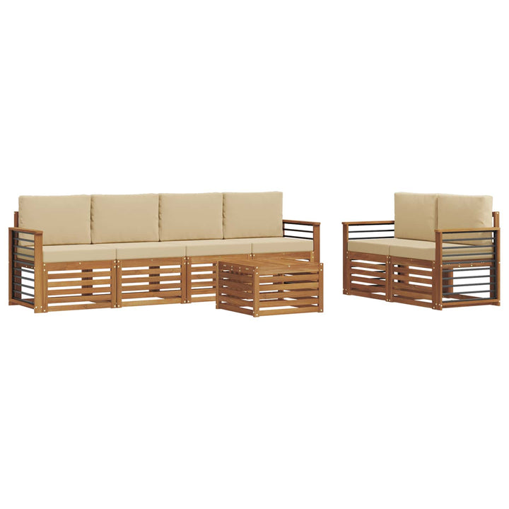 Udendørs sofagruppe 7 pcs Naturlig og Beige Massivt Akacietræ