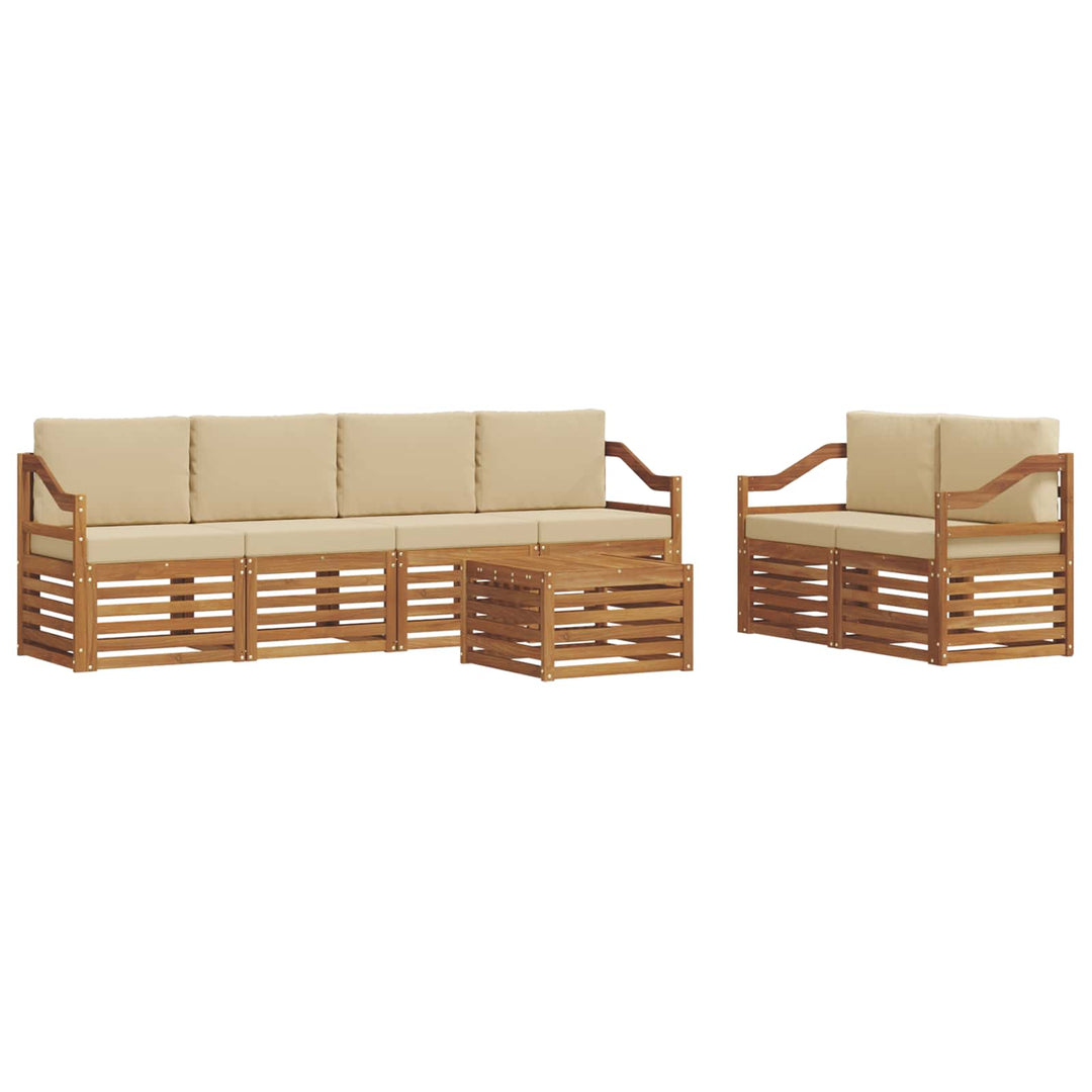 Udendørs sofagruppe 7 pcs Naturlig og Beige Massivt Akacietræ