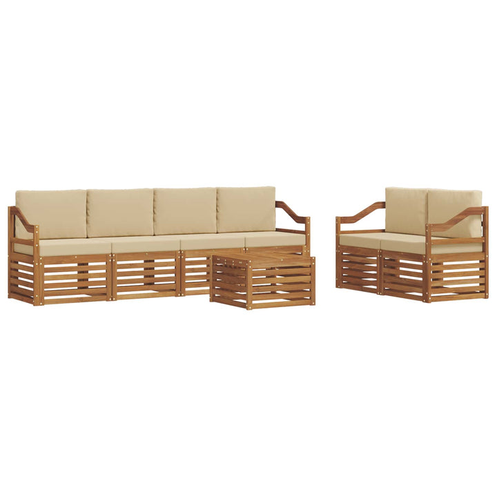 Udendørs sofagruppe 7 pcs Naturlig og Beige Massivt Akacietræ