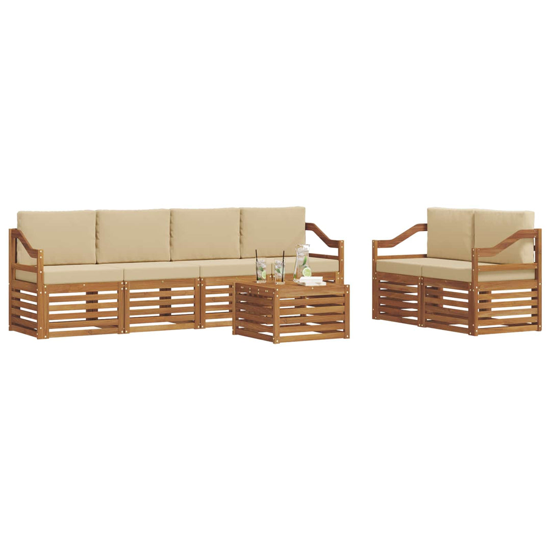 Udendørs sofagruppe 7 pcs Naturlig og Beige Massivt Akacietræ