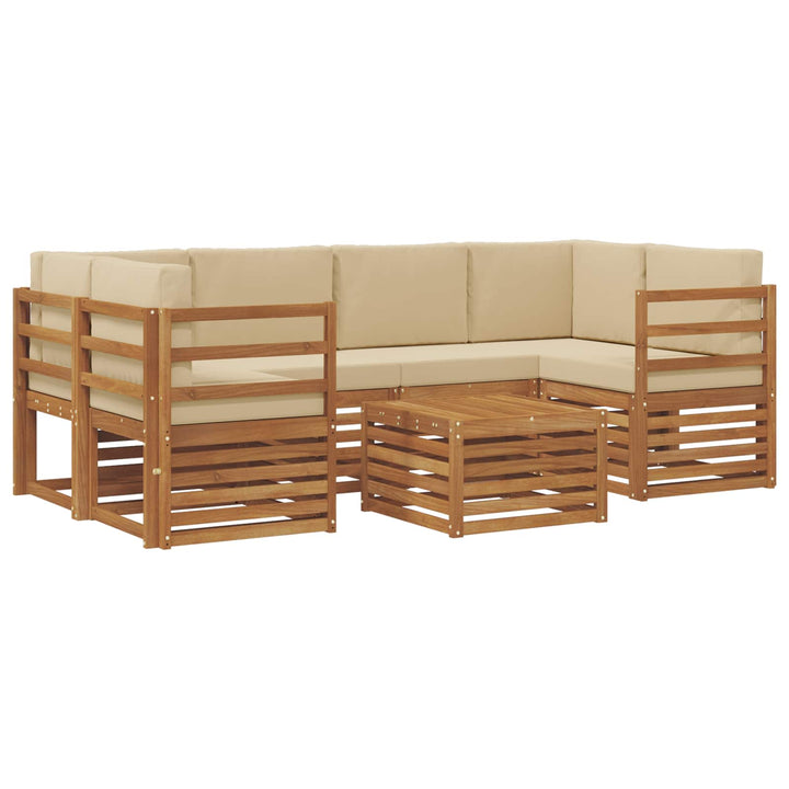 Udendørs sofagruppe 7 pcs Naturlig og Beige Massivt Akacietræ