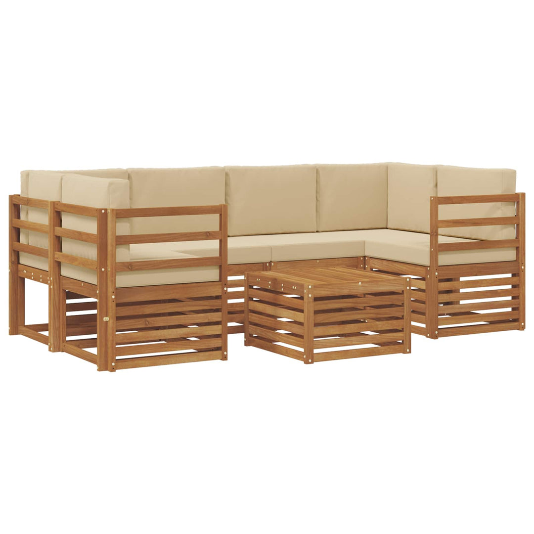 Udendørs sofagruppe 7 stk. Naturlig og Beige Massivt Akacietræ