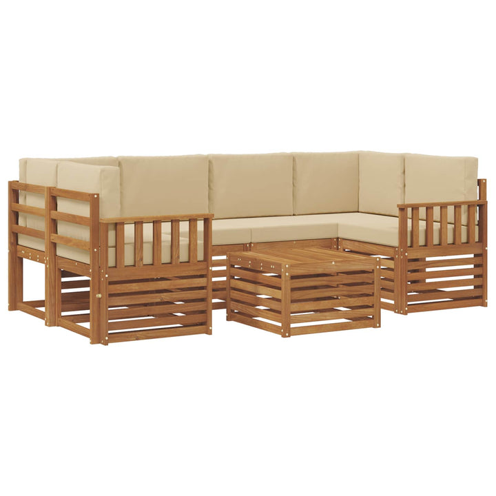 Udendørs sofagruppe 7 pcs Naturlig og Beige Massivt Akacietræ