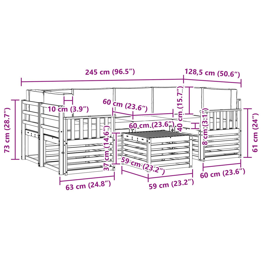 Udendørs sofagruppe 7 pcs Naturlig og Beige Massivt Akacietræ