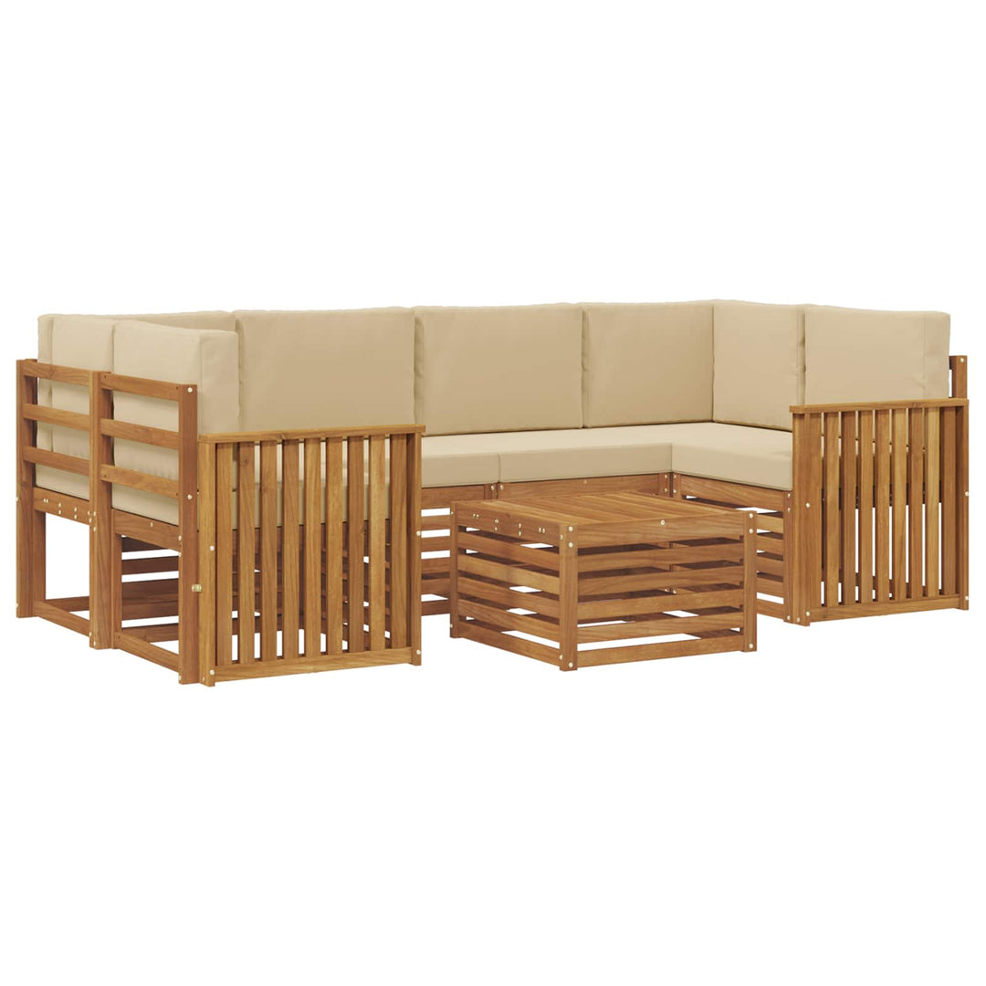 Udendørs sofagruppe 7 pcs Naturlig og Beige Massivt Akacietræ