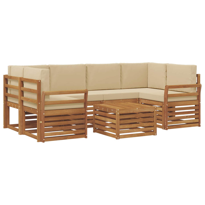 Udendørs sofagruppe 7 pcs Naturlig og Beige Massivt Akacietræ