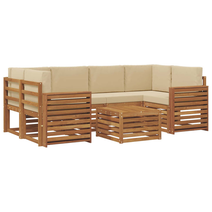 Udendørs sofagruppe 7 pcs Naturlig og Beige Massivt Akacietræ