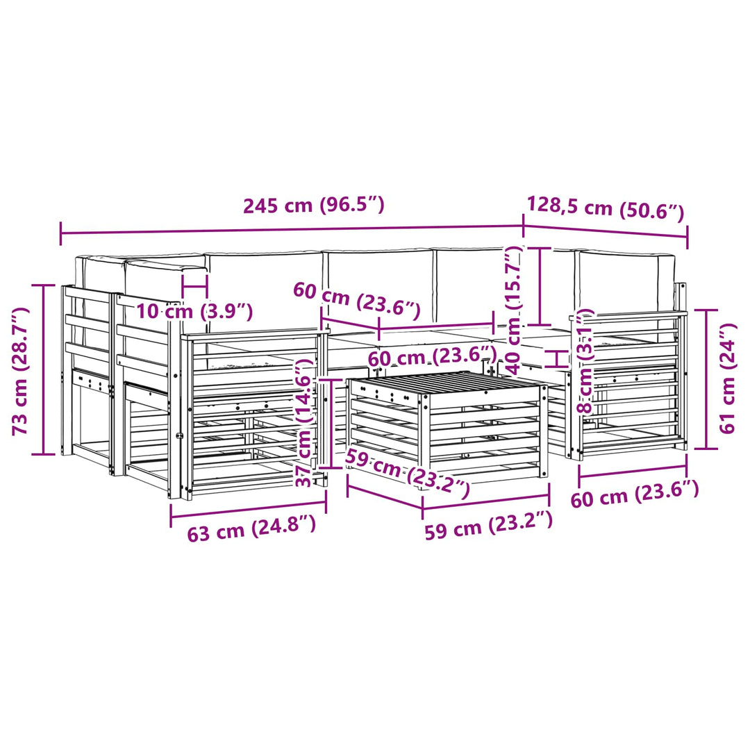 Udendørs sofagruppe 7 pcs Naturlig og Beige Massivt Akacietræ
