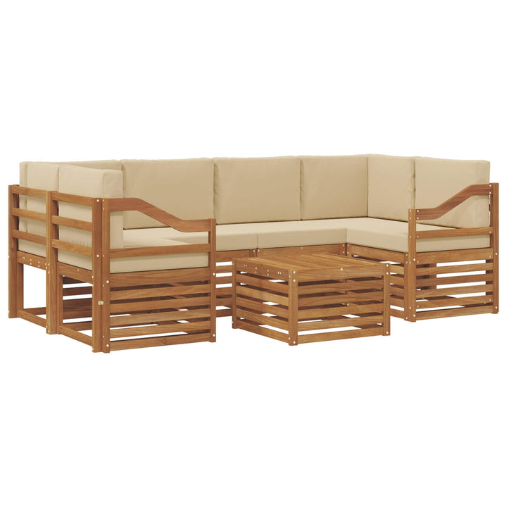 Udendørs sofagruppe 7 pcs Naturlig og Beige Massivt Akacietræ