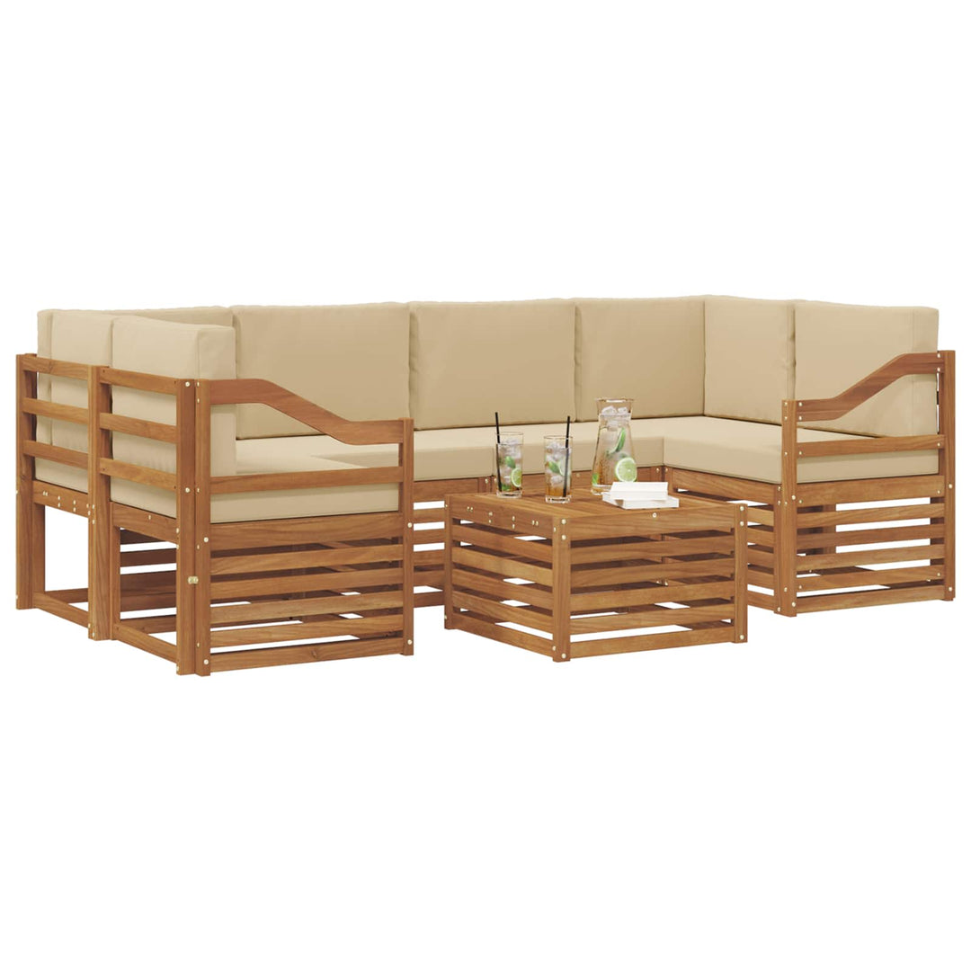 Udendørs sofagruppe 7 pcs Naturlig og Beige Massivt Akacietræ