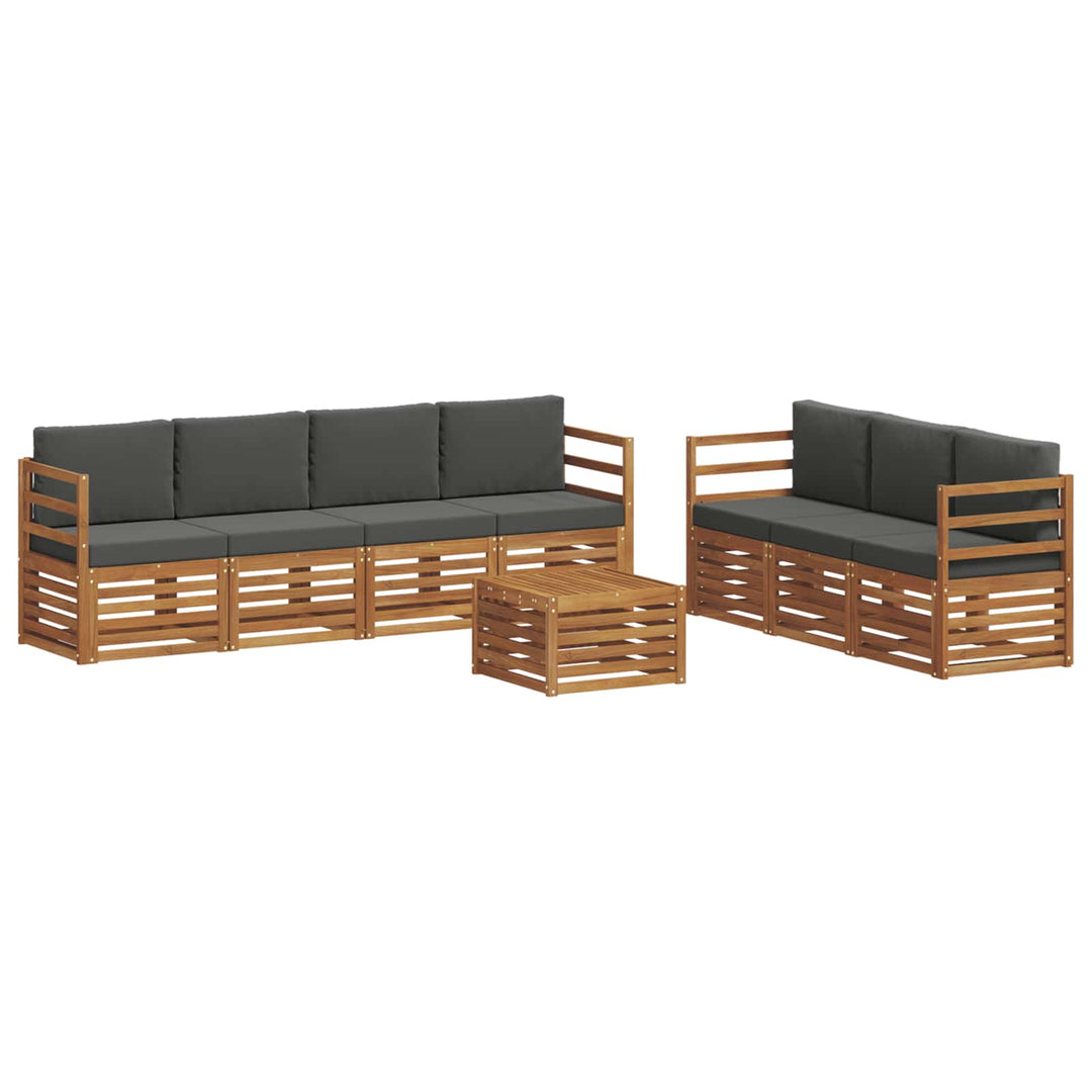 Sofasæt med pude 8 pcs Naturlig og Antracit Massivt Akacietræ