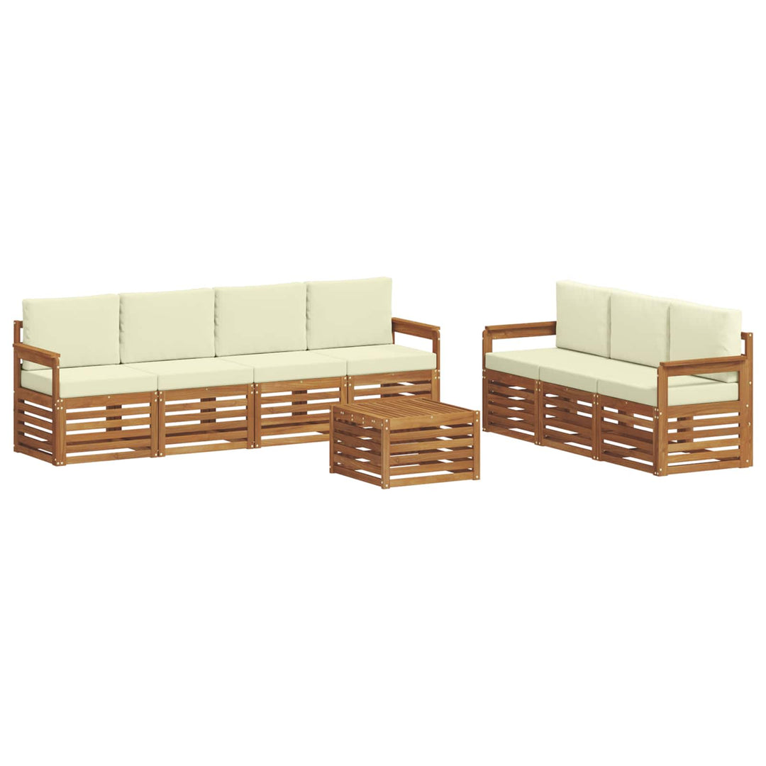 Sofasæt med pude 8 pcs Naturlig og Fløde Massivt Akacietræ