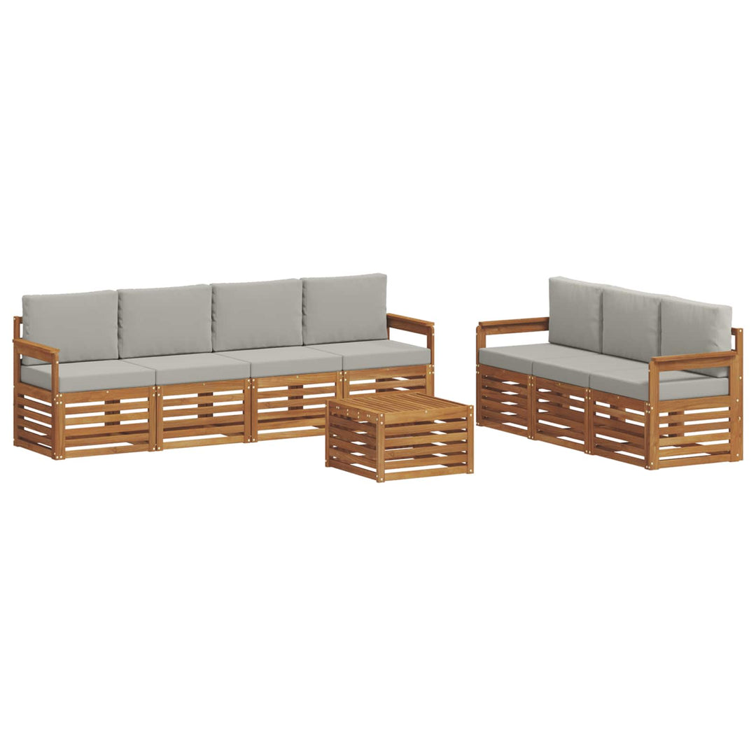 Sofasæt med pude 8 pcs Naturlig og Lys Grå Massivt Akacietræ