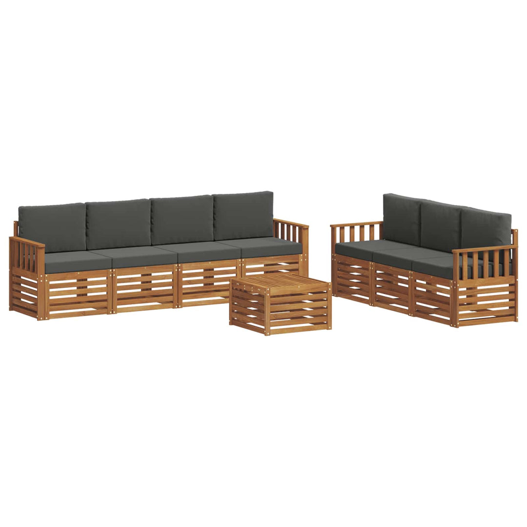 Sofasæt med pude 8 pcs Naturlig og Antracit Massivt Akacietræ